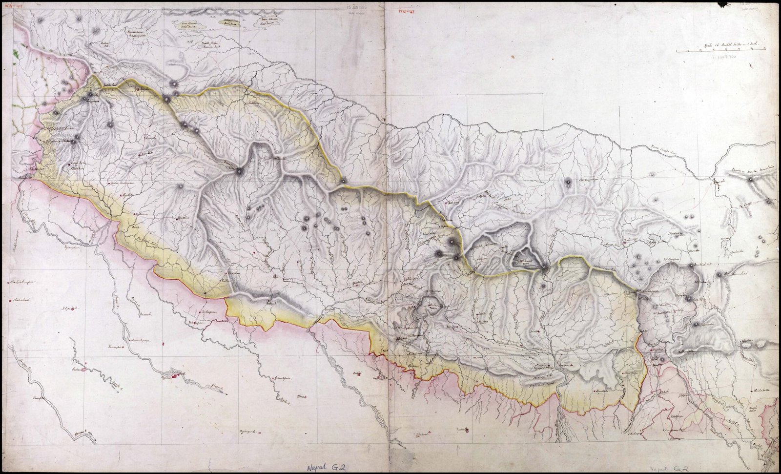1860 Nepal and Adjacent Areas manuscript map by Oldfield_Page_1_Image_0001