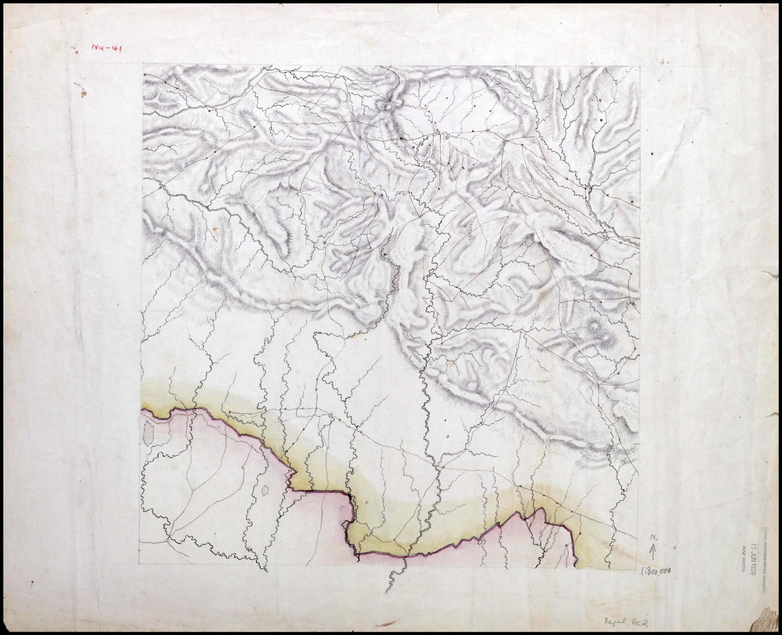 1860 Nepal and Adjacent Areas manuscript map by Oldfield_Page_4_Image_0001