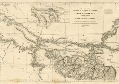 Map showing Routes of Native Explorers in Tibet and Nepal – 1875