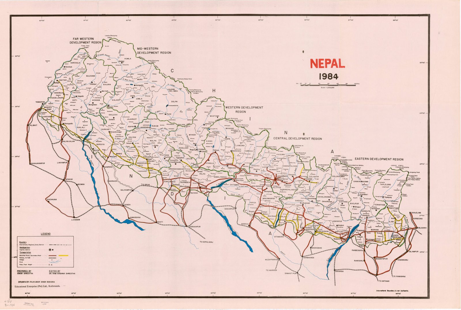 map of nepal 1984 ishwor shrestha